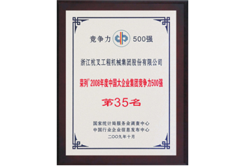 杭州叉車榮譽-榮列2008年度中國大企業(yè)集團(tuán)競爭力500強